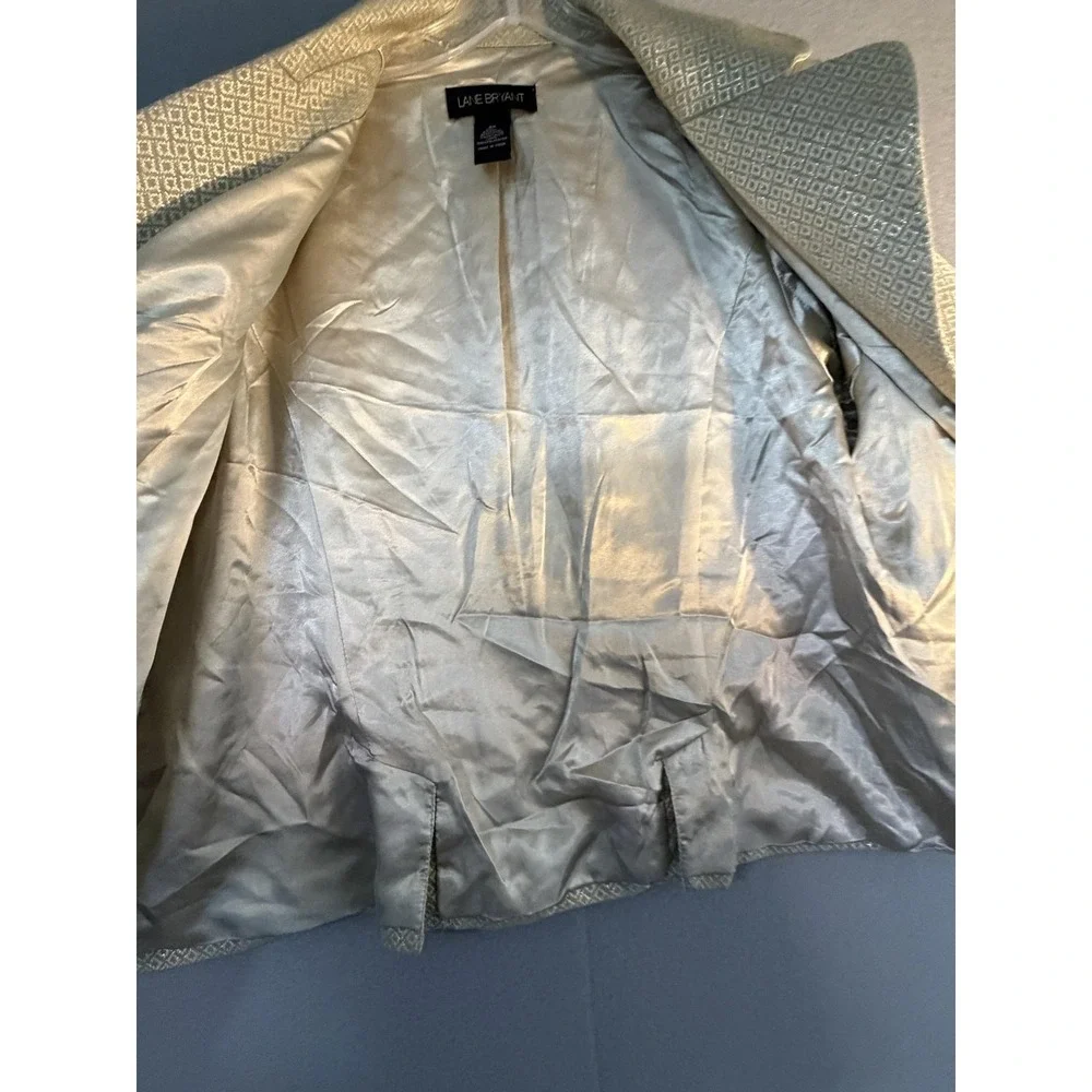 Lane Bryant Blazer Jacket Womens 20 Gold Jacquard One Button Lined Plus Formal